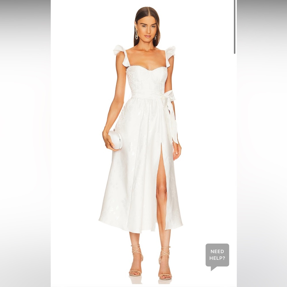 V. Chapman Vera Satin Ruffled-Sleeve Bustier Midi Dress Size 8 NWT
